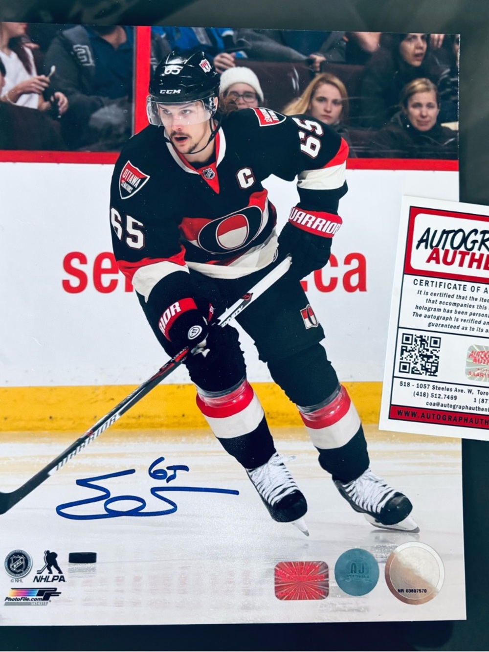 Erik Karlsson Autographed Ottawa Senators 8x10 Photo